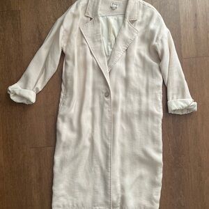 Light Cream Long Linen-Blend Duster Coat